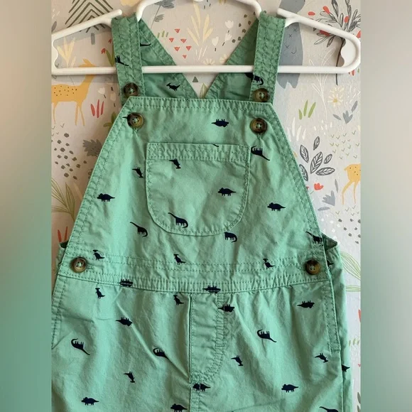 Carter’s Just One You 18 Months Green Dino Print Overall Shortalls EUC - Picture 8 of 8